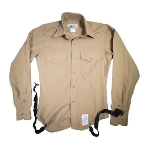 Defense Logistics Agency Mens Khaki Shade M-1 Long Sleeve Dress Shirt 15 x 36